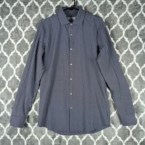 Mizzen Main Leeward Shirt Men Medium Tall MT Blue White Trim Fit Gingham Check